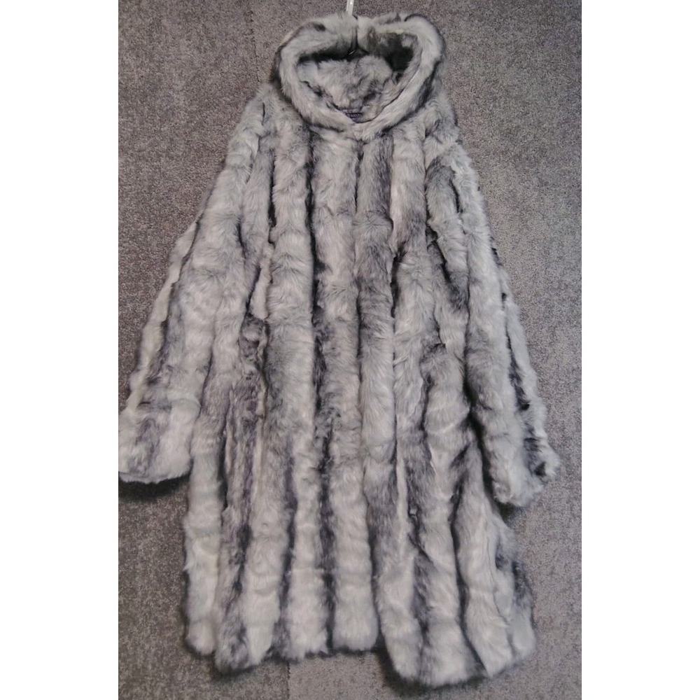 Roaman's Women's Plus Size Hooded Faux Fur Coat Retails $179.99